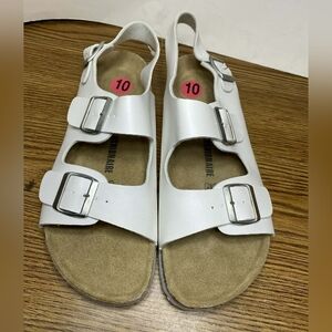 Cushionaire Men’s Lane Cork Footbed Sandals Size 10 EU 43 White 3 Buckle Strap